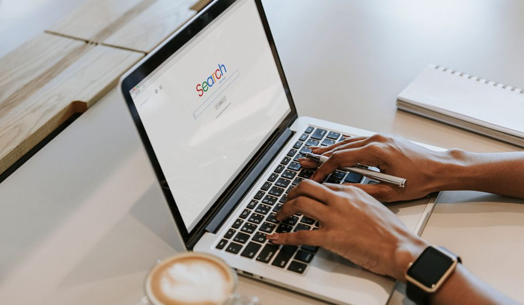 search engine on a laptop